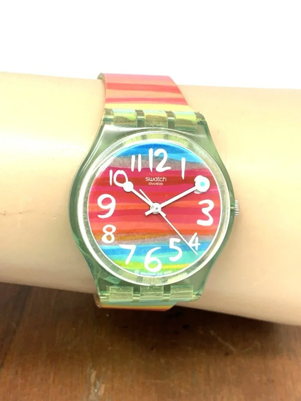 Swatch Women's Watch GS124 Swiss Quartz Color The Sky Colorful Rubber Band 34mm